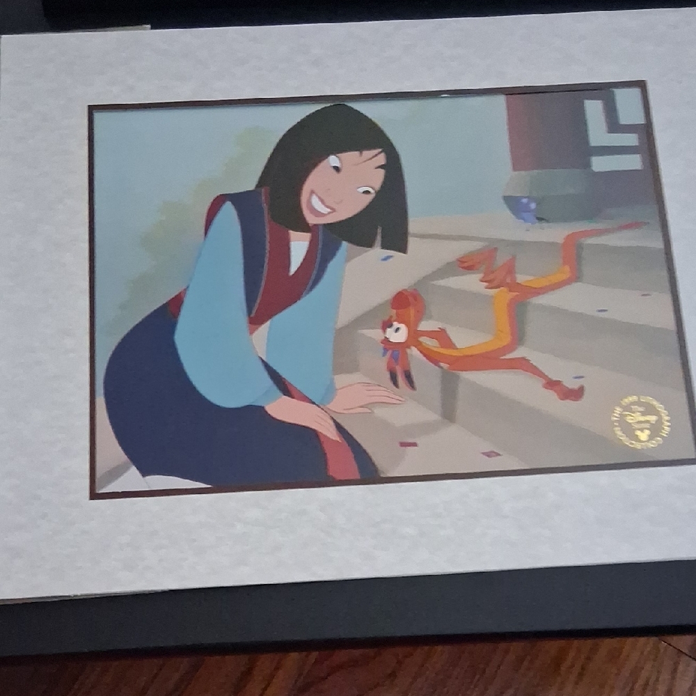 Disney Mulan and Mushu Illustration - Blue and Red